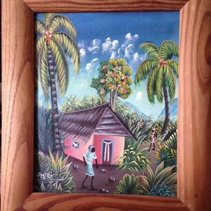 "Hide and Seek"  Haitian Painting signed